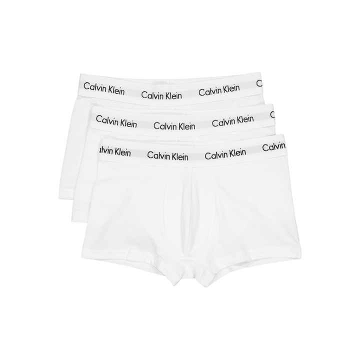 Boxer taille basse en coton extensible 3P blanc