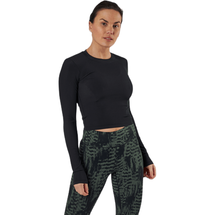 Lesklé žebro s dlouhým rukávem Black