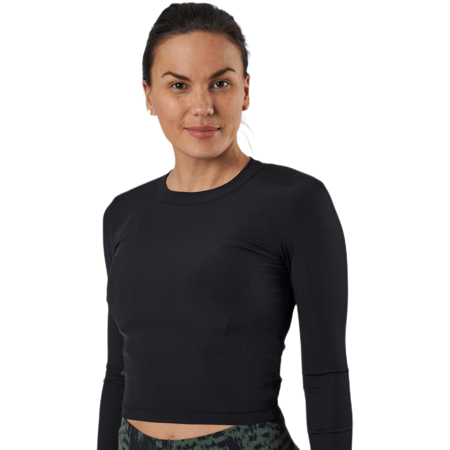 Lesklé žebro s dlouhým rukávem Black