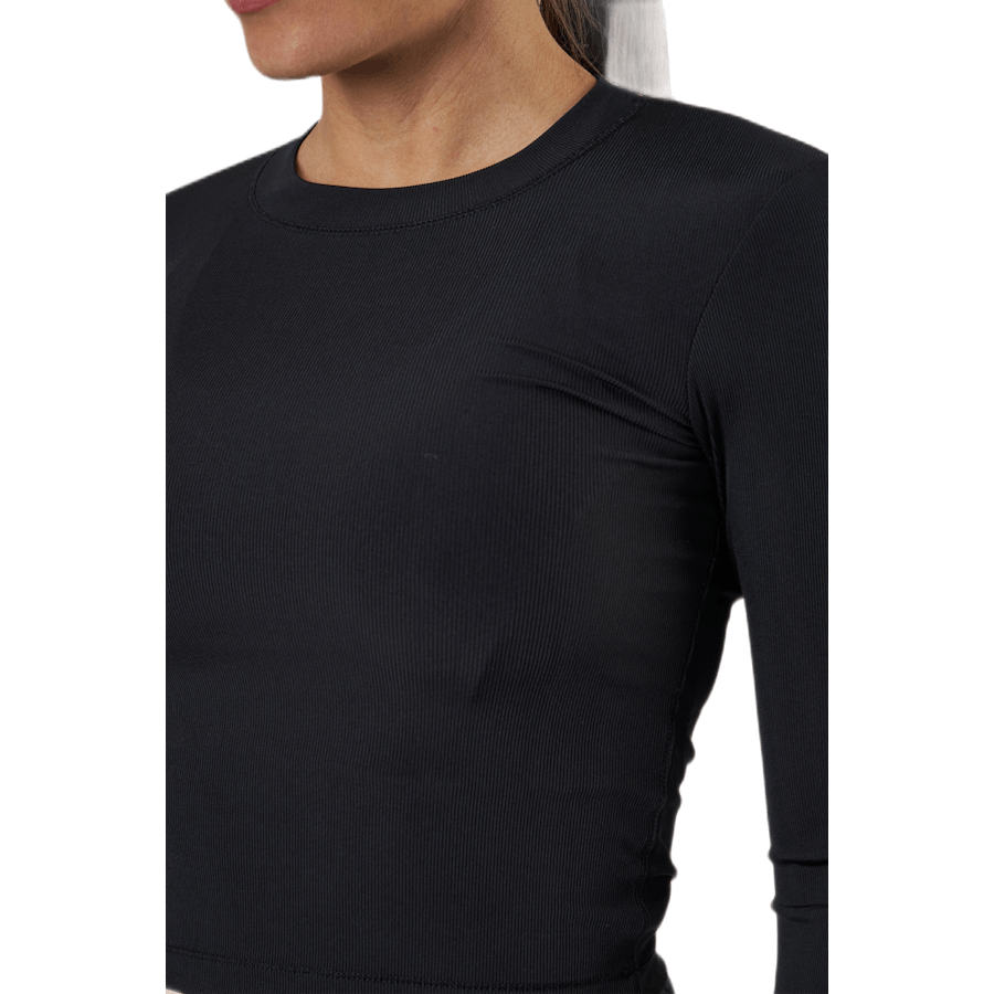 Lesklé žebro s dlouhým rukávem Black