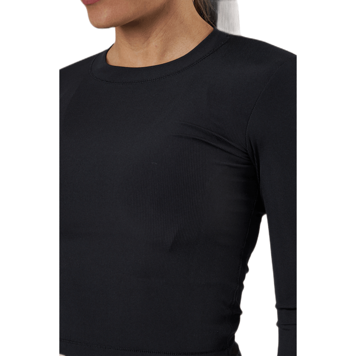 Lesklé žebro s dlouhým rukávem Black