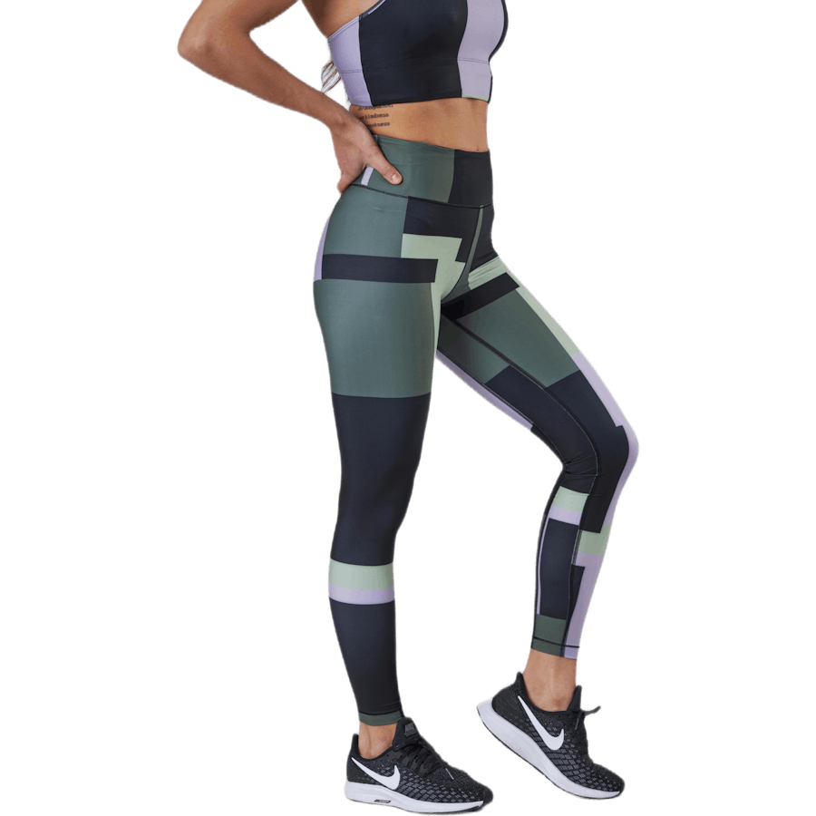 Žalios sportinės pėdkelnės su spauda