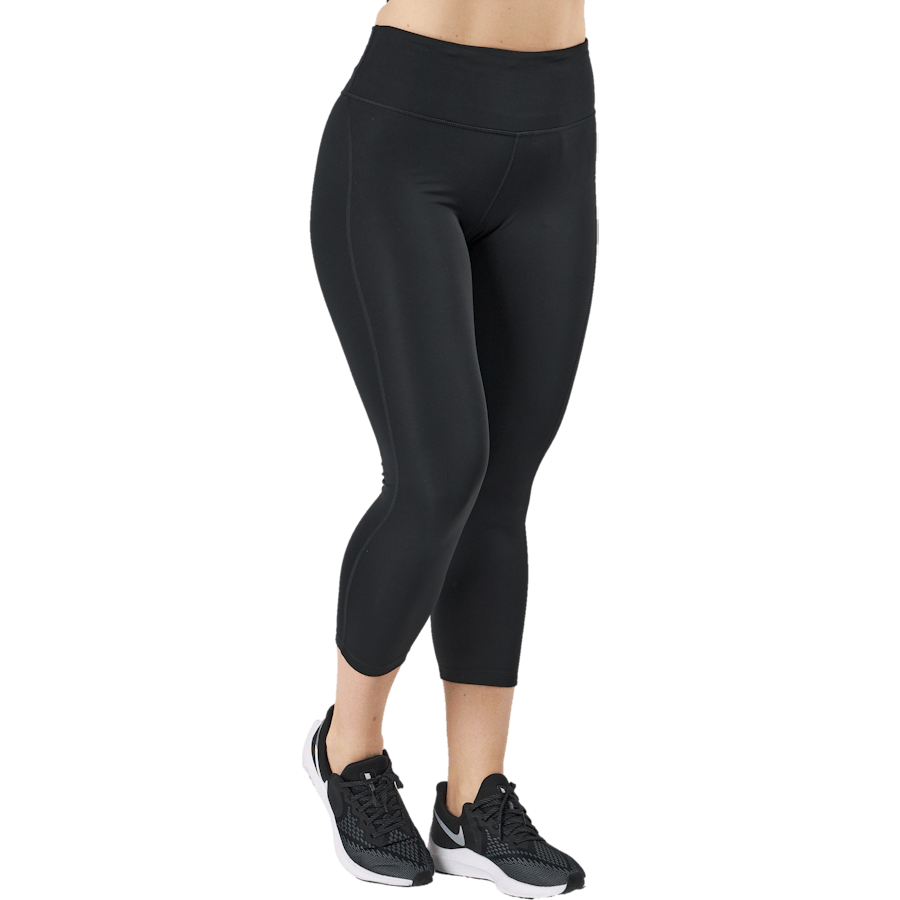 Fast Women's Mid-Rise Crop Running Leggings BLACK/REFLECTIVE SILV