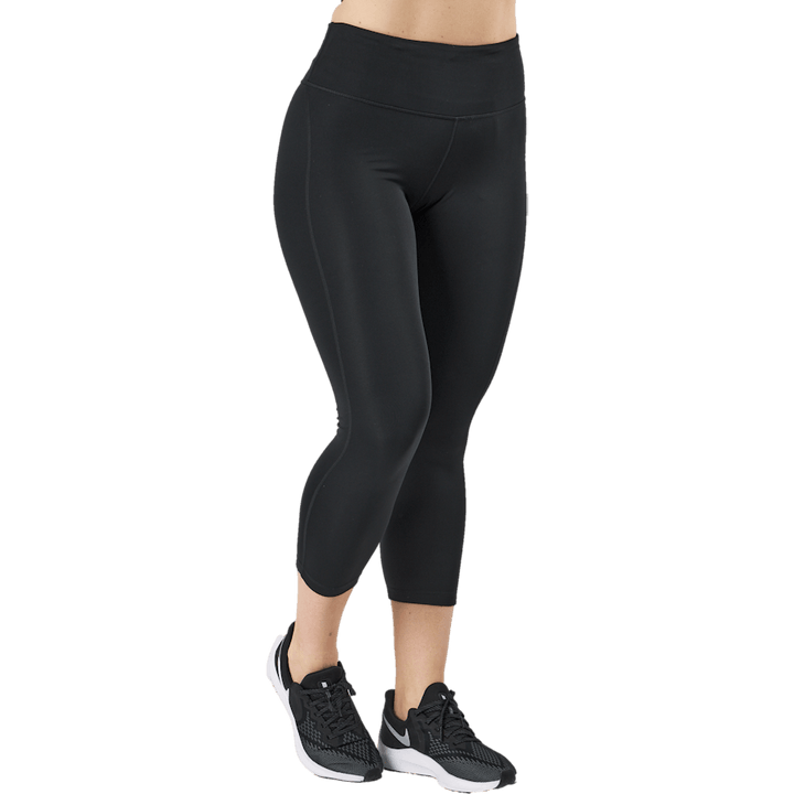 Fast Women's Mid-Rise Crop Running Leggings BLACK/REFLECTIVE SILV