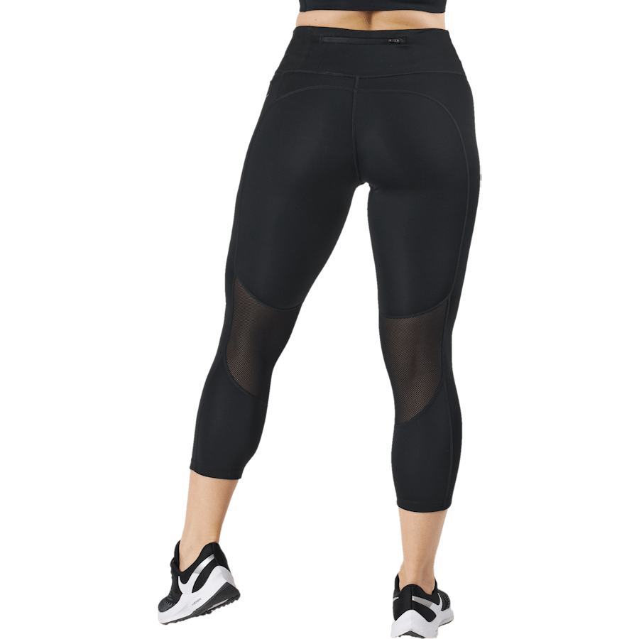 Fast Women's Mid-Rise Crop Running Leggings BLACK/REFLECTIVE SILV