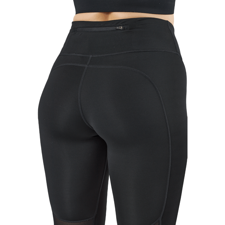 Fast Women's Mid-Rise Crop Running Leggings BLACK/REFLECTIVE SILV