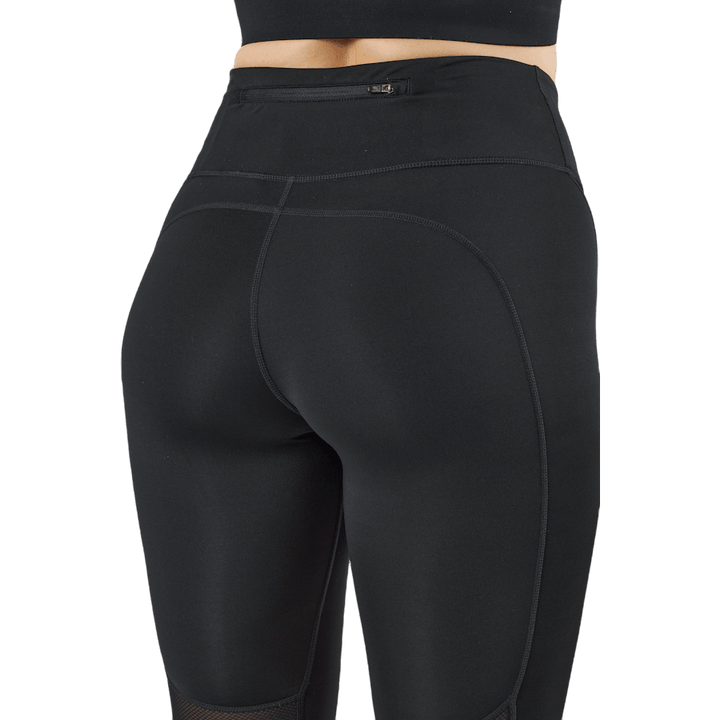 Fast Women's Mid-Rise Crop Running Leggings BLACK/REFLECTIVE SILV