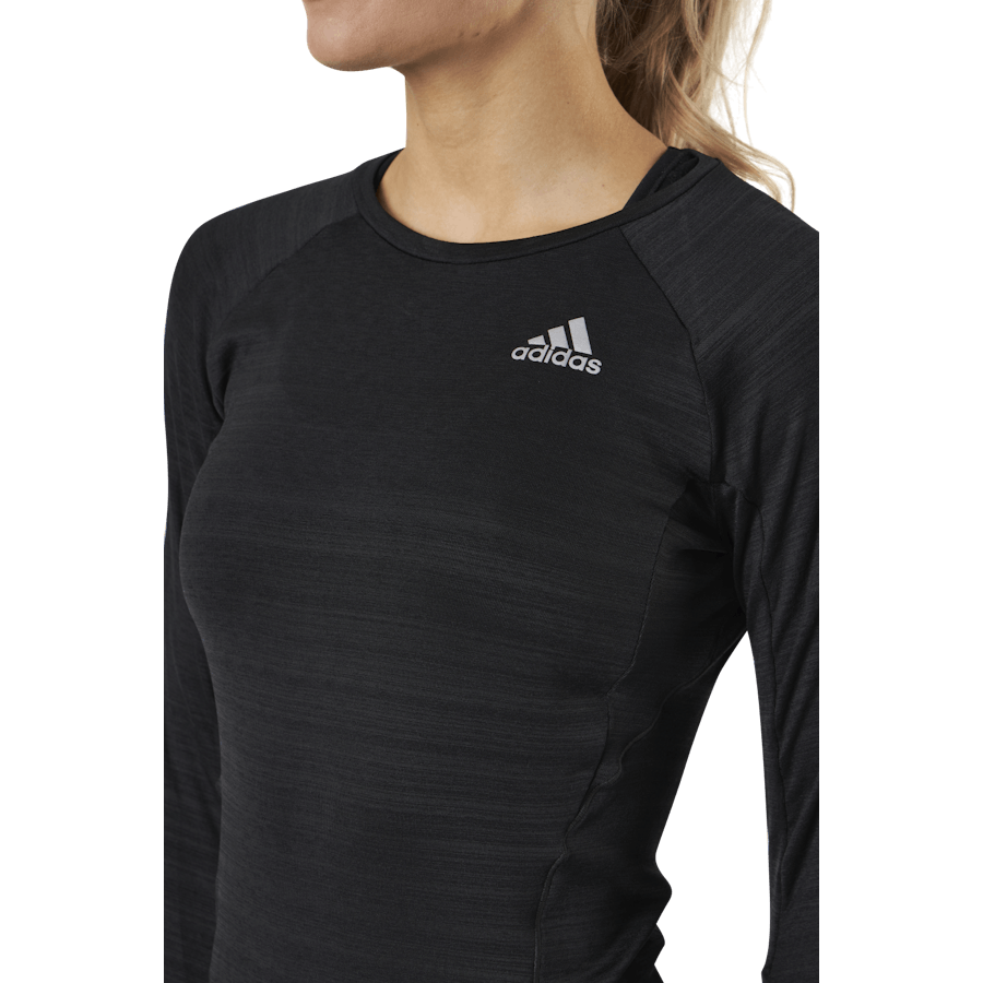 T-shirt à manches longues Adidas Runner pour femme, noir/argent réfléchissant