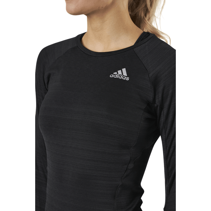 T-shirt à manches longues Adidas Runner pour femme, noir/argent réfléchissant