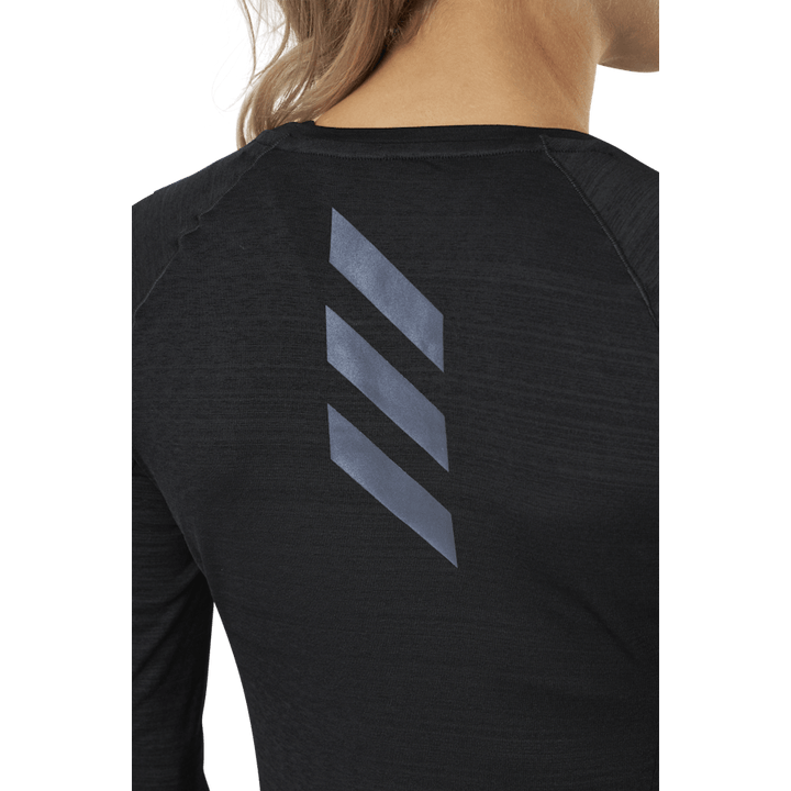 T-shirt à manches longues Adidas Runner pour femme, noir/argent réfléchissant
