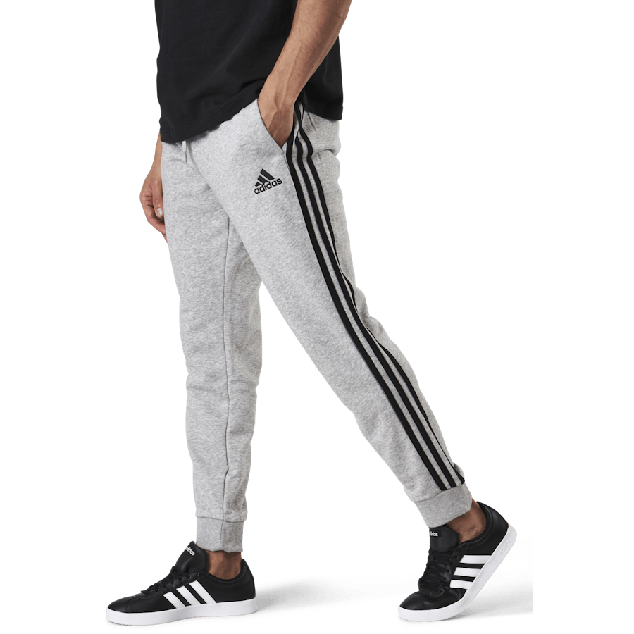 Essentials bukser med 3 striper og smal mansjett Medium Grey Heather / Black