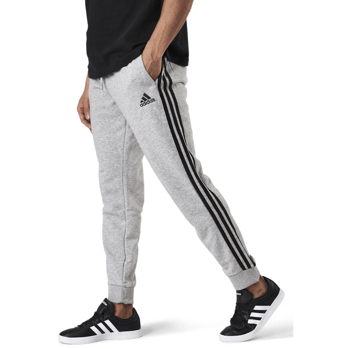 Essentials bukser med 3 striper og smal mansjett Medium Grey Heather / Black