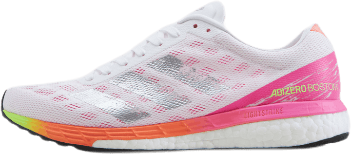 Chaussures Adizero Boston 9 : Blanc nuage / Argent métallisé / Rose criard