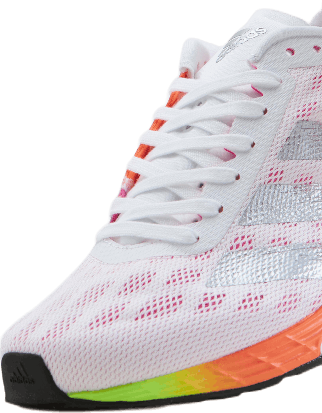 Chaussures Adizero Boston 9 : Blanc nuage / Argent métallisé / Rose criard