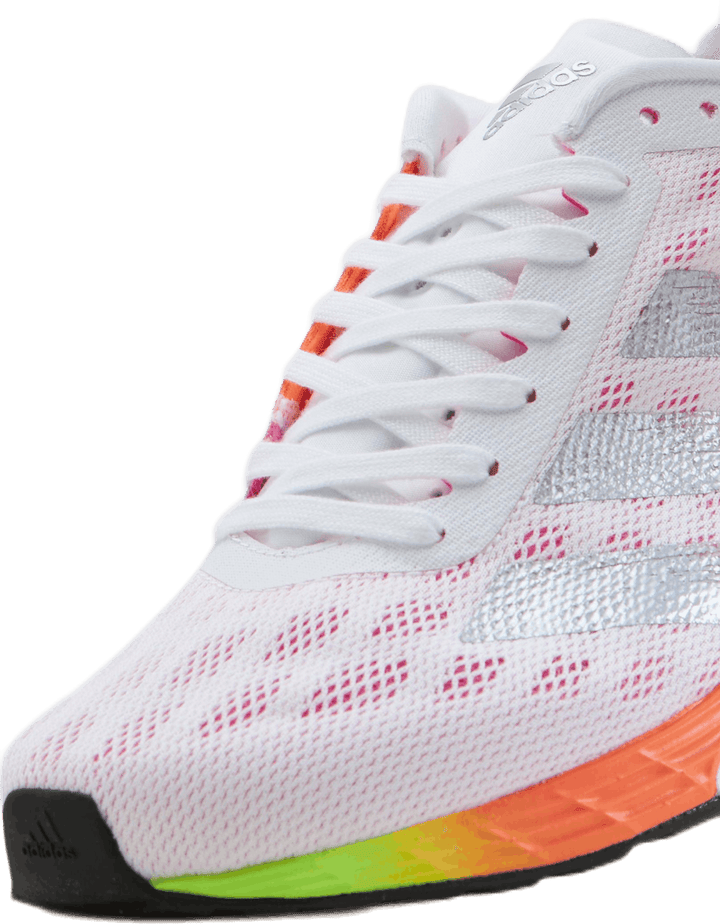 Chaussures Adizero Boston 9 : Blanc nuage / Argent métallisé / Rose criard