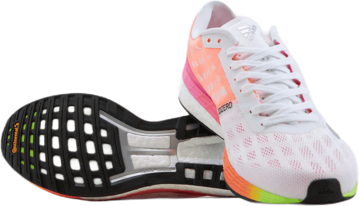 Chaussures Adizero Boston 9 : Blanc nuage / Argent métallisé / Rose criard