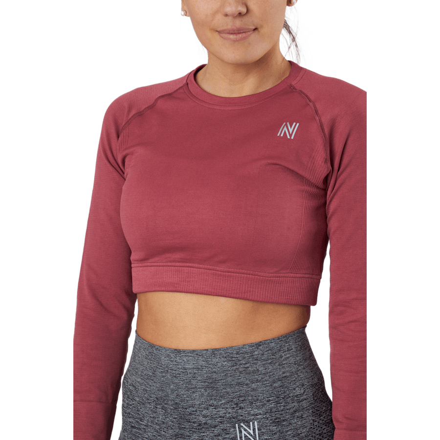 Molly Seamless LS Crop Top Pink
