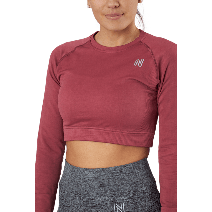 Molly Seamless LS Crop Top Pink
