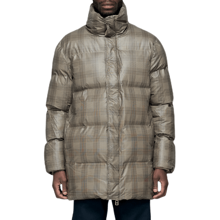 Cappotto Puffer a quadri Khaki