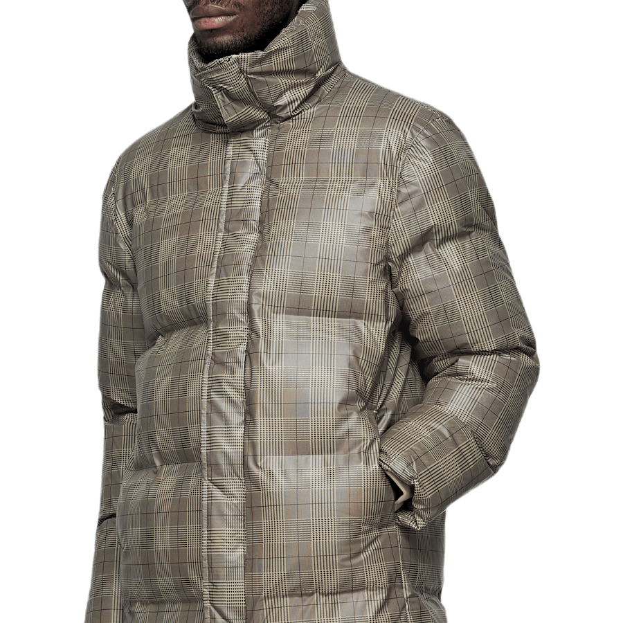 Cappotto Puffer a quadri Khaki