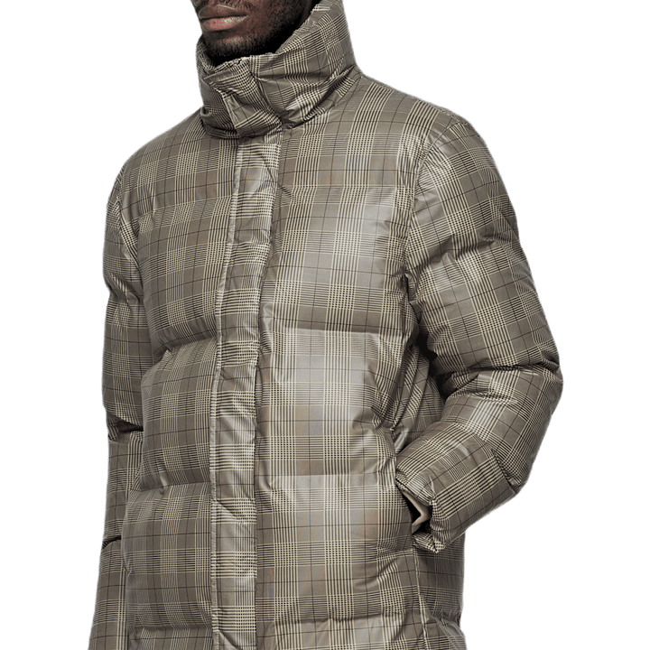 Cappotto Puffer a quadri Khaki