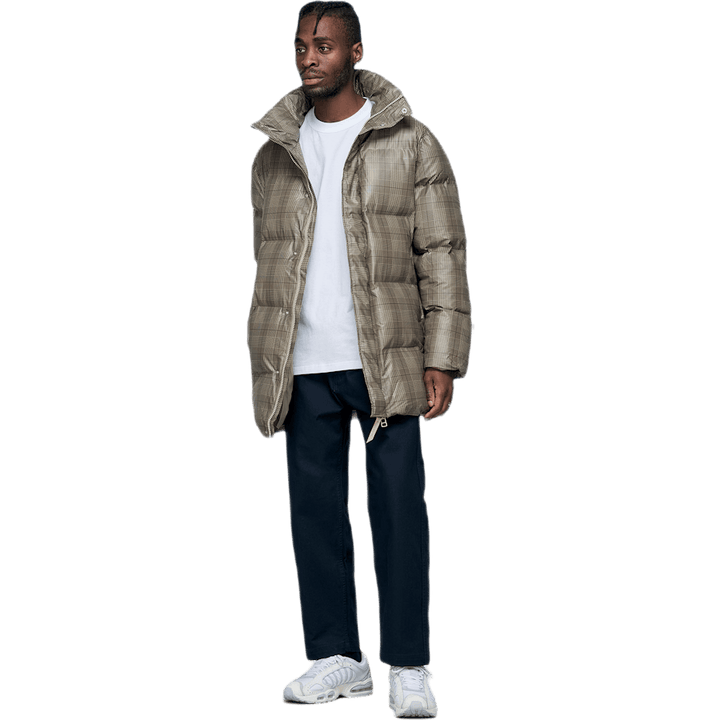 Cappotto Puffer a quadri Khaki