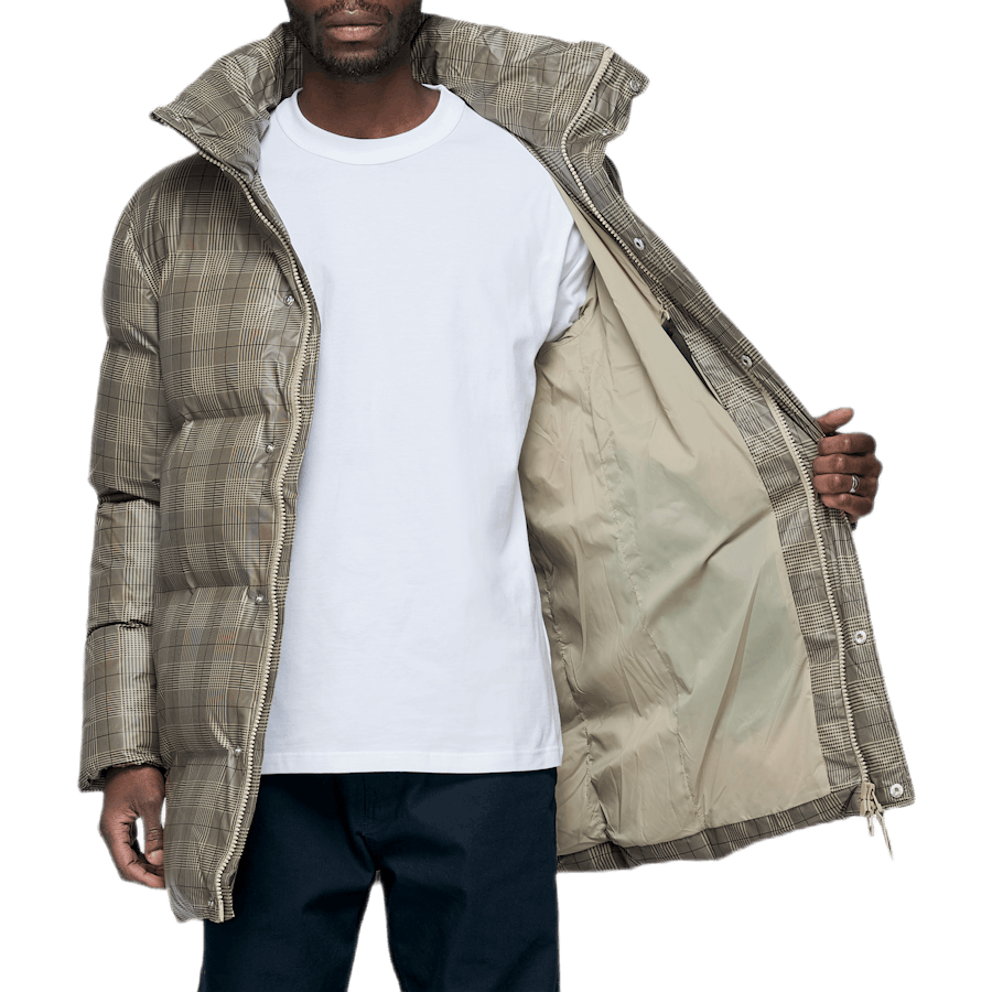 Cappotto Puffer a quadri Khaki