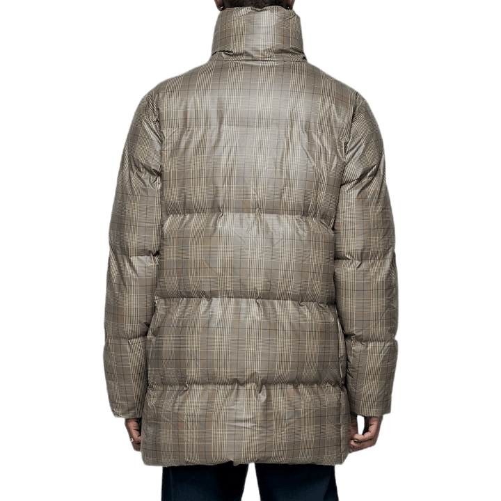 Cappotto Puffer a quadri Khaki