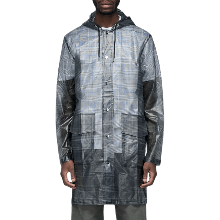 Manteau à capuche à carreaux gris