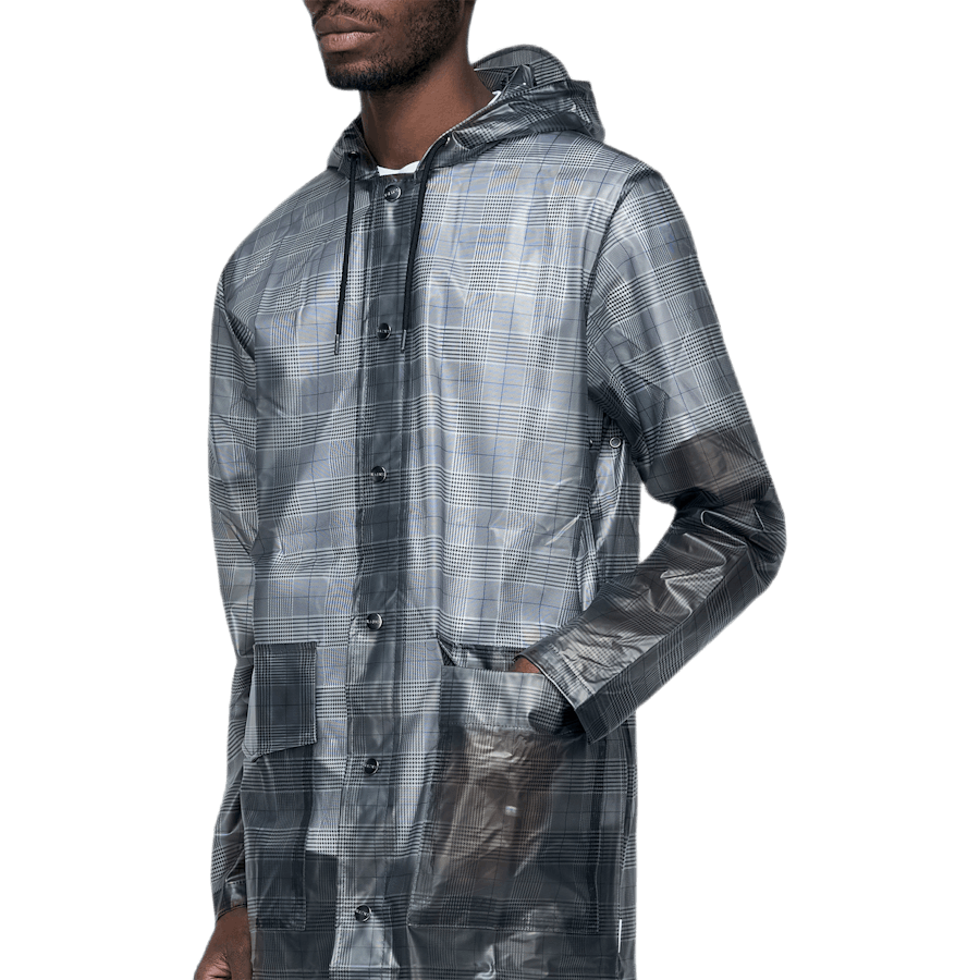 Manteau à capuche à carreaux gris