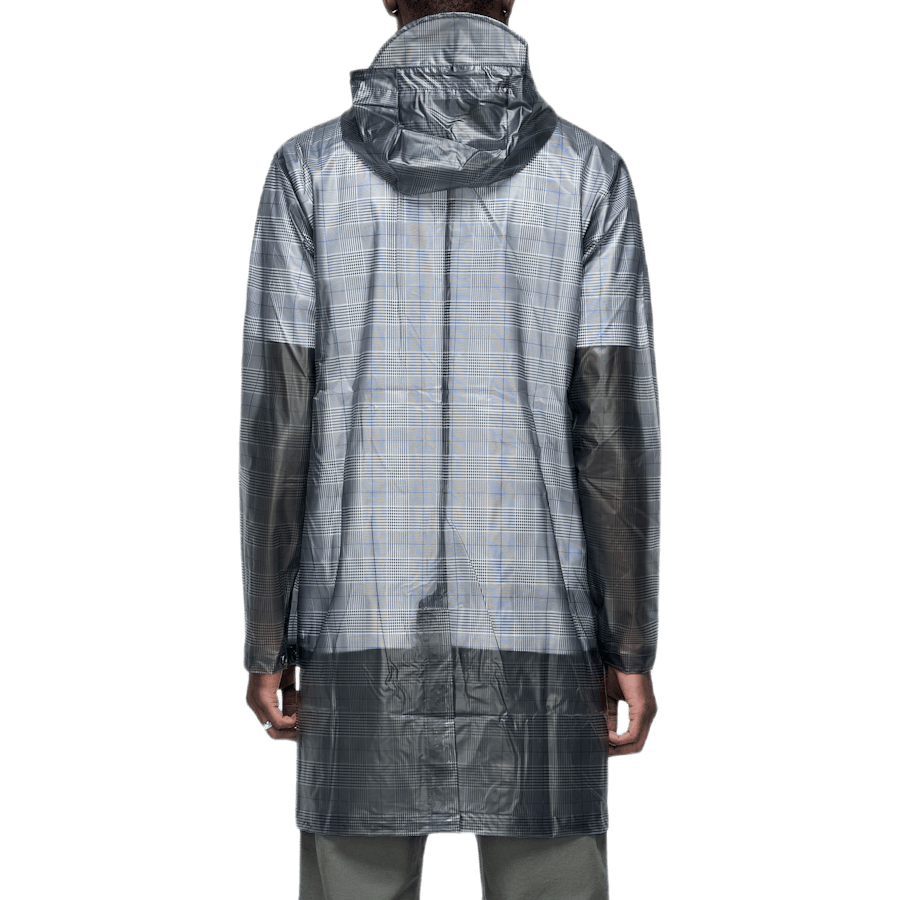 Manteau à capuche à carreaux gris