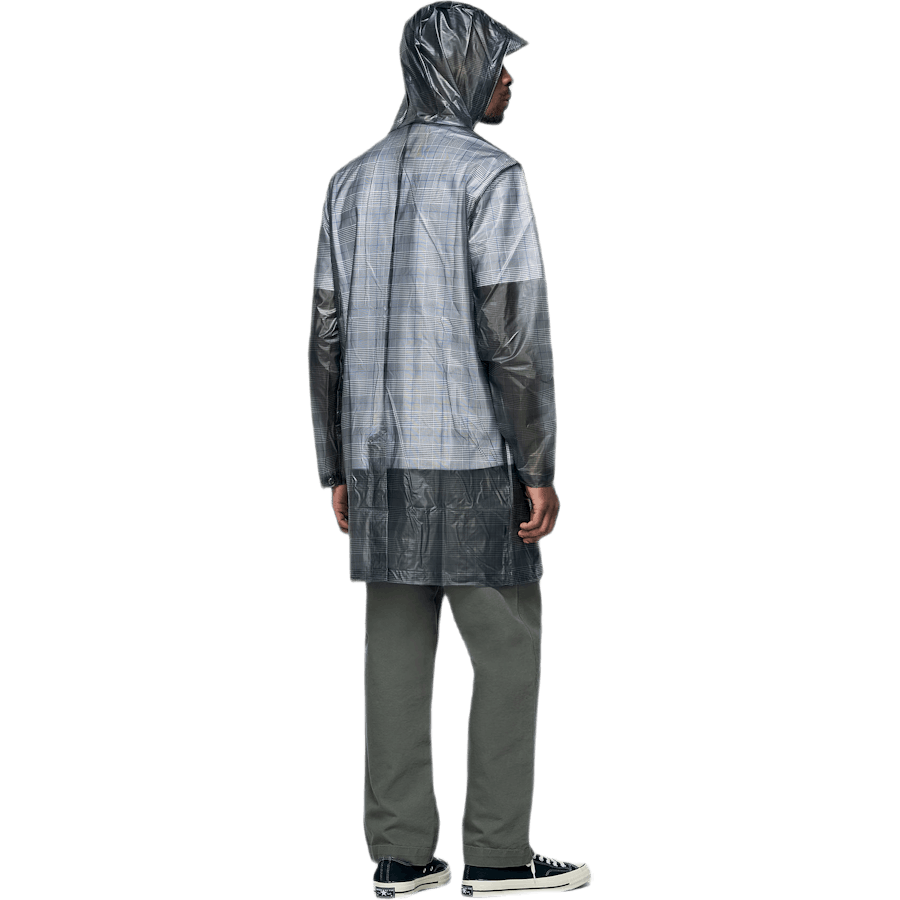 Manteau à capuche à carreaux gris
