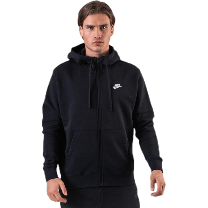 Sweat à capuche zippé Sportswear Club Fleece pour homme, noir/noir/blanc