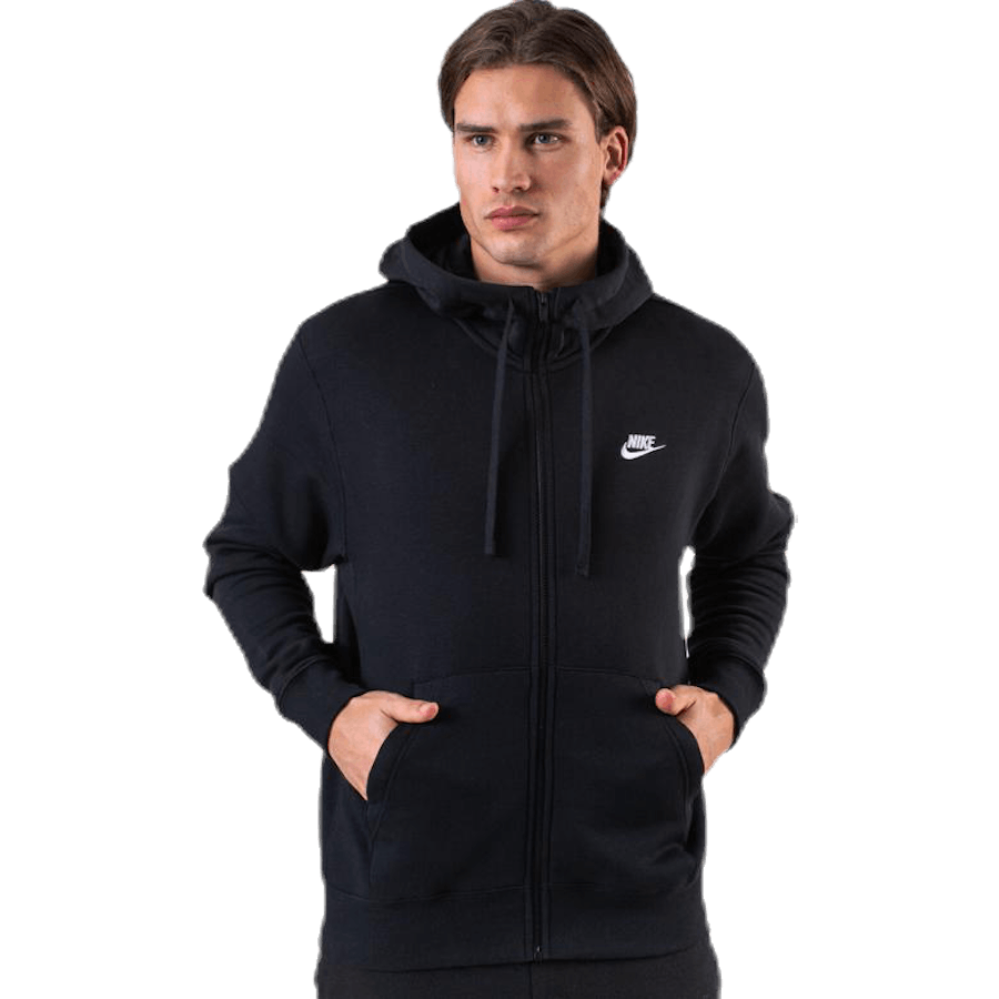 Sweat à capuche zippé Sportswear Club Fleece pour homme, noir/noir/blanc