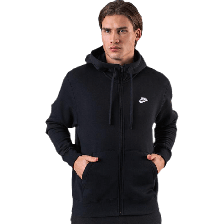 Sweat à capuche zippé Sportswear Club Fleece pour homme, noir/noir/blanc