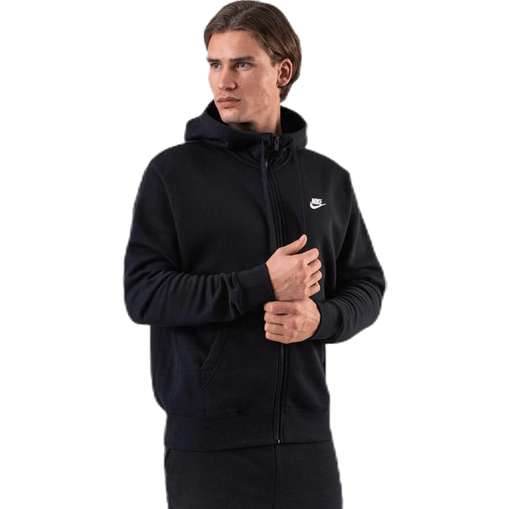 Sweat à capuche zippé Sportswear Club Fleece pour homme, noir/noir/blanc