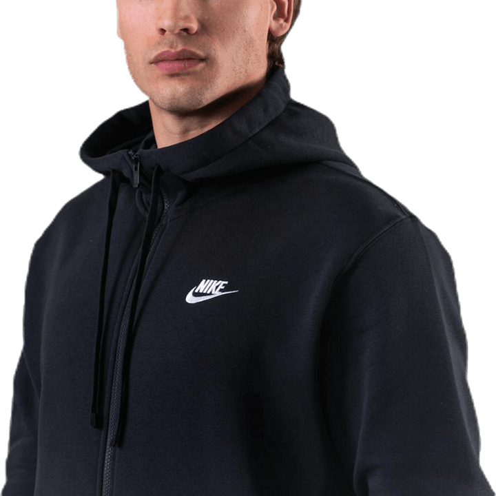 Sweat à capuche zippé Sportswear Club Fleece pour homme, noir/noir/blanc
