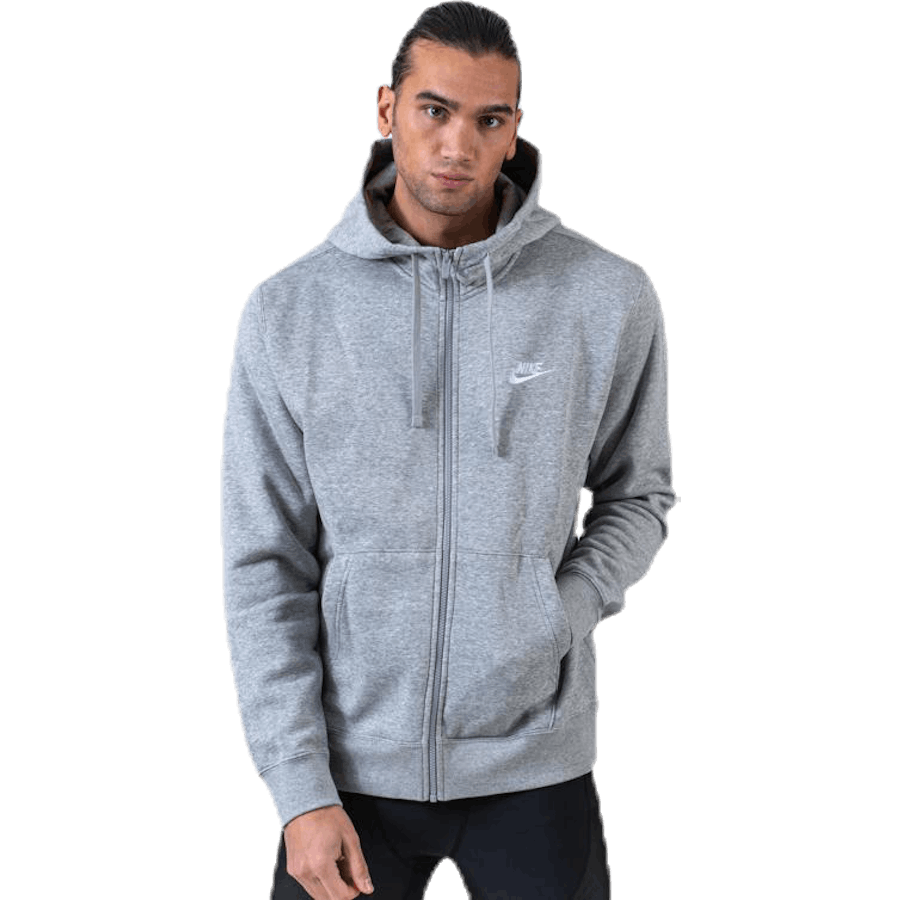 Sportswear Club Fleece Men's Full-Zip Hoodie DK GREY HEATHER/MATTE SILVER/WHITE