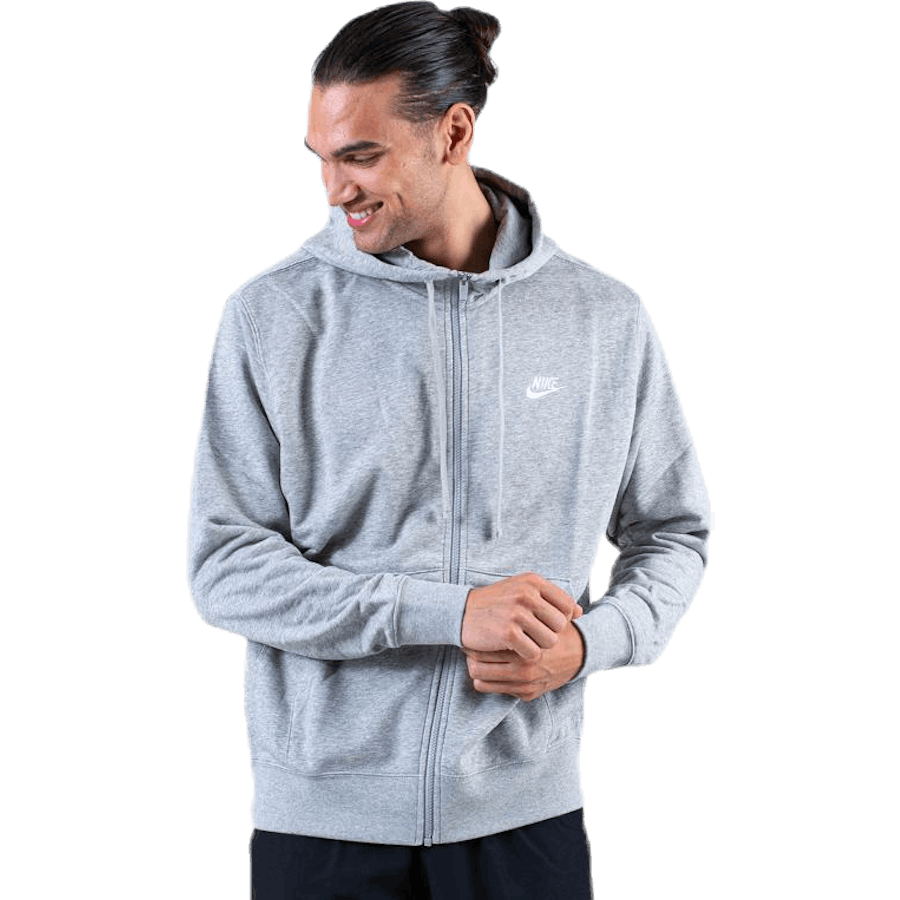 Sweat à capuche zippé Sportswear Club pour homme, gris chiné/argent mat/blanc