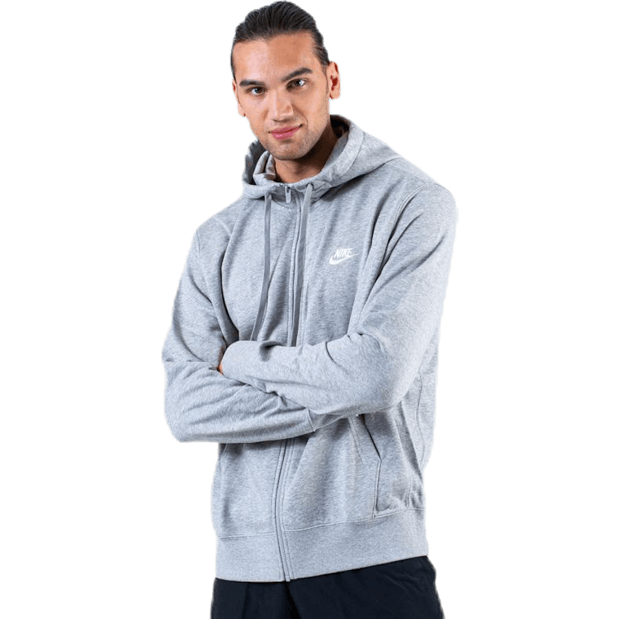 Sweat à capuche zippé Sportswear Club pour homme, gris chiné/argent mat/blanc