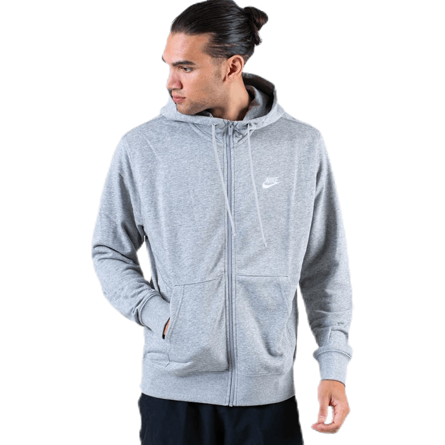 Sweat à capuche zippé Sportswear Club pour homme, gris chiné/argent mat/blanc