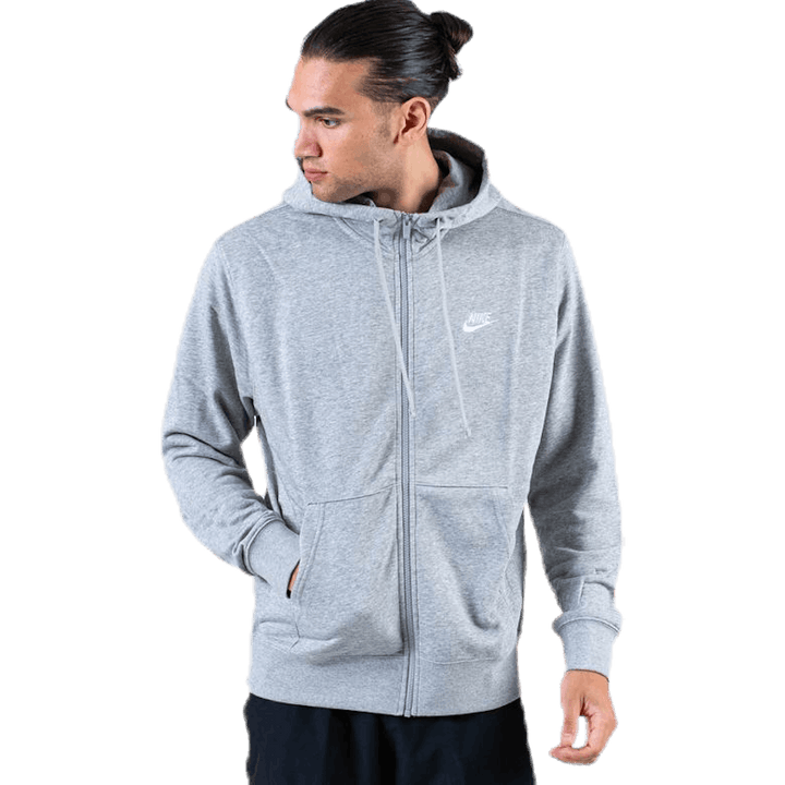 Sweat à capuche zippé Sportswear Club pour homme, gris chiné/argent mat/blanc