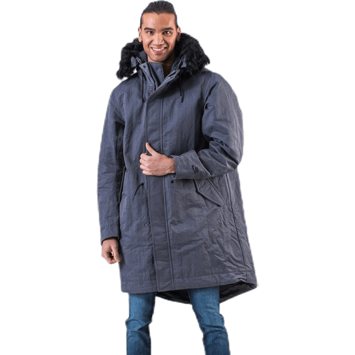 Parka à capuche en duvet grise