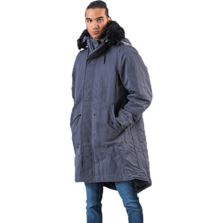 Parka à capuche en duvet grise