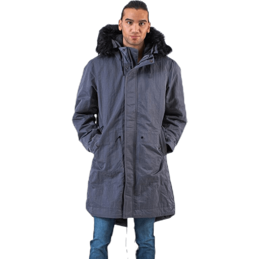 Parka à capuche en duvet grise