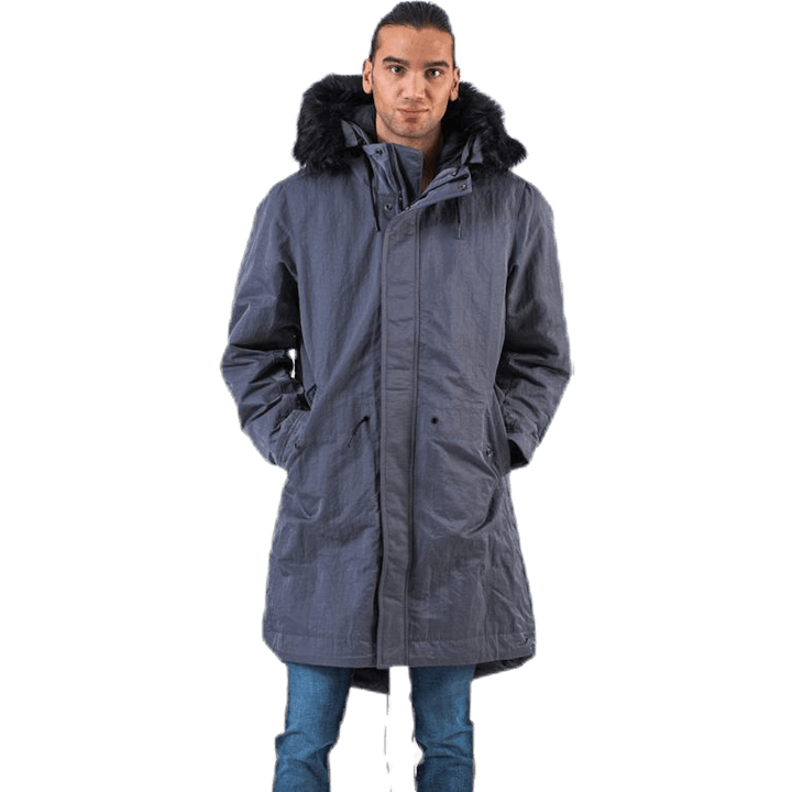 Parka à capuche en duvet grise