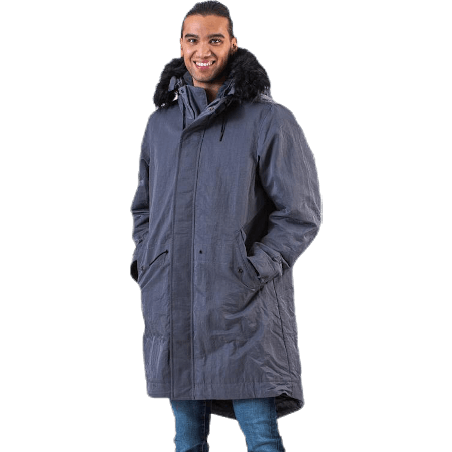 Parka à capuche en duvet grise