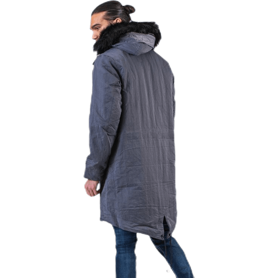 Parka à capuche en duvet grise