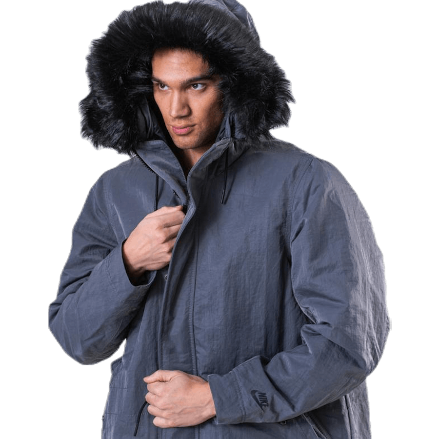 Parka à capuche en duvet grise