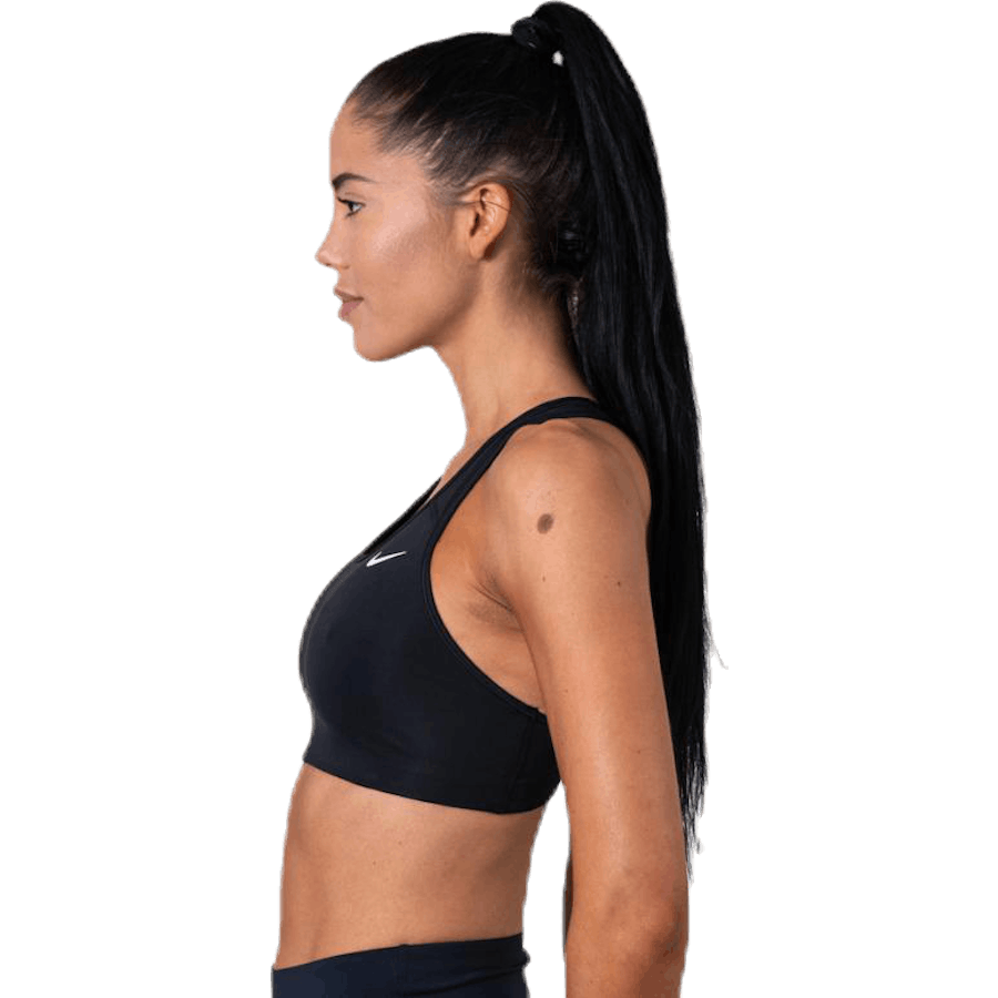 Soutien-gorge de sport non rembourré à maintien moyen pour femme Swoosh, noir/blanc/blanc